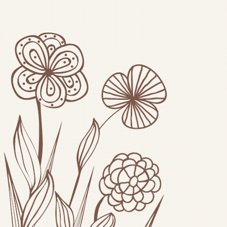 Vintage greeting card with hand drawn flowersのイラスト素材