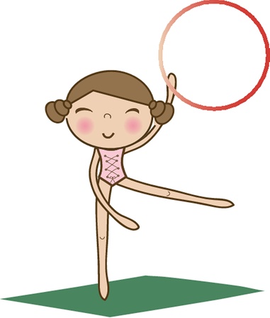 pretty little girl doing gymnastics over whiteのイラスト素材