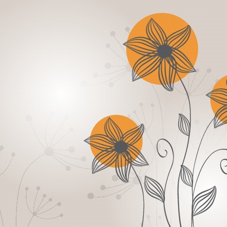 Vintage greeting card with hand drawn flowersの写真素材
