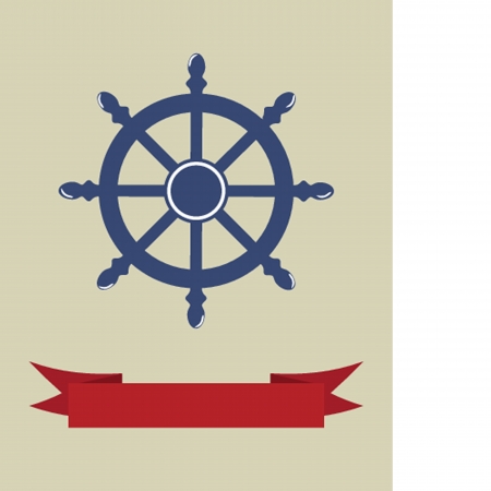 Steering wheel of the ship isolated on whiteの写真素材