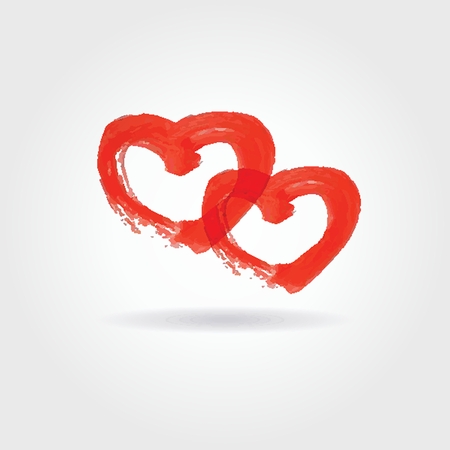 Valentine`s with two red heartsの写真素材