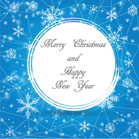 Holiday greeting card Merry Christmas and Happy New Year 2015.with christmas snowflakeのイラスト素材