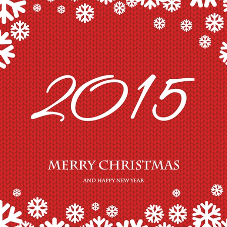 Holiday greeting card Merry Christmas and Happy New Year 2015.with christmas snowflakeのイラスト素材