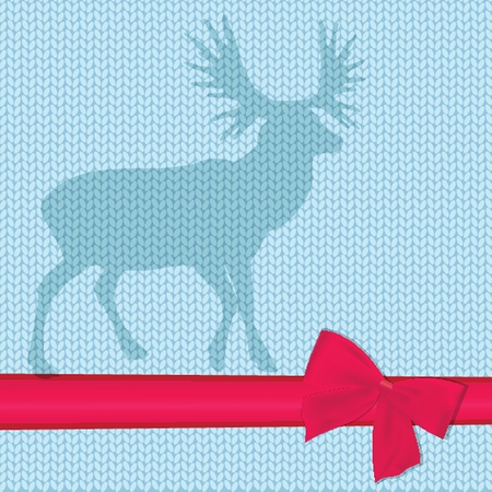 Christmas card with reindeer in Santa hat. Vintage vector illustrationのイラスト素材