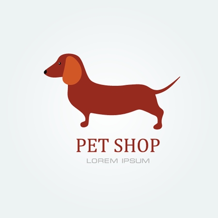 Pet shop Dog standing silhouette vector logo design template.のイラスト素材
