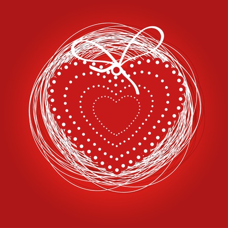 Holiday Greetings Card. Heart on red background for Valentine`s day.  Look my portfolio to find more images of the same seriesのイラスト素材