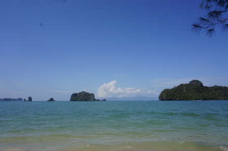 Beautiful beach with white sand coast of Langkawi.の写真素材