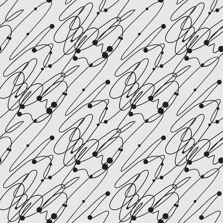 Abstract vector seamless black and white pattern with squares and dots design element.のイラスト素材