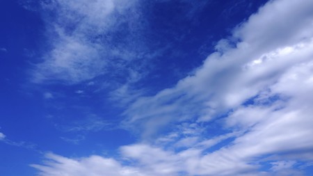 Beautiful white clouds in the blue skyの写真素材