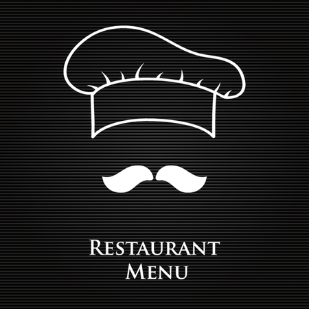 Restaurant and bar menu list. Vector illustration of chief hat and wine glasses.のイラスト素材
