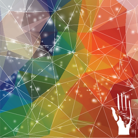 Bright rainbow vector background from mosaic triangles. Good for web, mobile devices, website and more.のイラスト素材