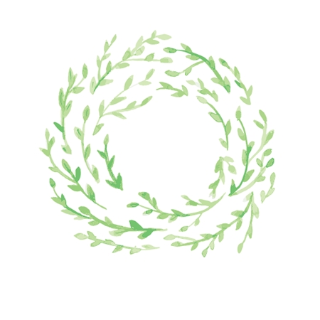 Beautiful greeting card with floral wreath. Bright illustration, can be used as creating card, invitation card for wedding,birthday and other holiday and cute summer background.のイラスト素材