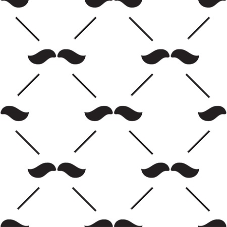 seamless pattern with black mustaches on white backgroundのイラスト素材