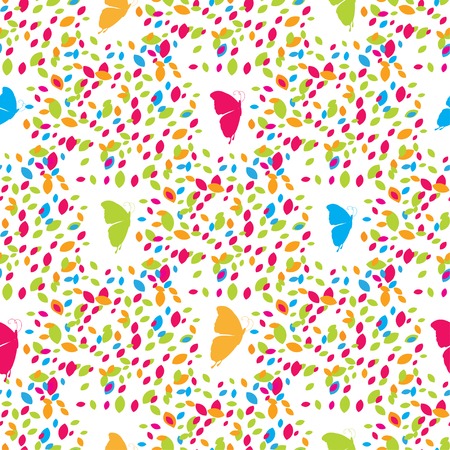 Abstract  butterflies and spots seamless pattern. Vector illustration  for design of gift packs, wrap,  patterns fabric, wallpaper, web sites and other.のイラスト素材