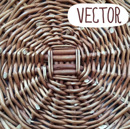 Hand-woven wicker surface, natural colors. Handmade  wicker surface  natural colors background .のイラスト素材