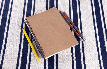 Beautiful vintage collage with an old book on the mat, with feathers for calligraphy, pencil.の写真素材