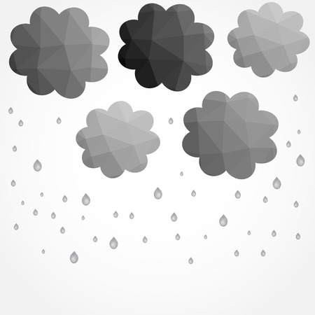 Grey clouds leaf in low poly style. Vector rain abstract illustrationのイラスト素材