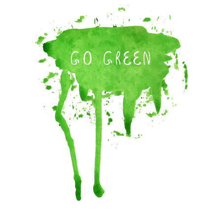 Green watercolor blank speech bubble. Watercolor painted vector illustration.のイラスト素材