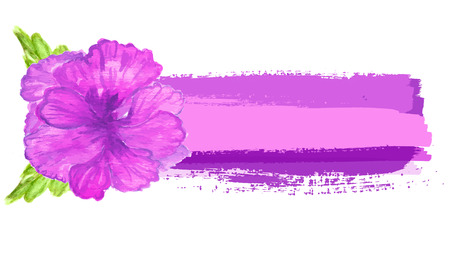 Watercolor painted  vector  hibiscus. Tropical Flower. Vector banner with  flowerのイラスト素材