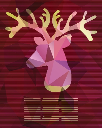 Vector abstract card with deer from triangles.のイラスト素材
