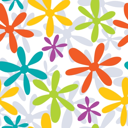 Seamless pattern with abstract  drawn flowersのイラスト素材