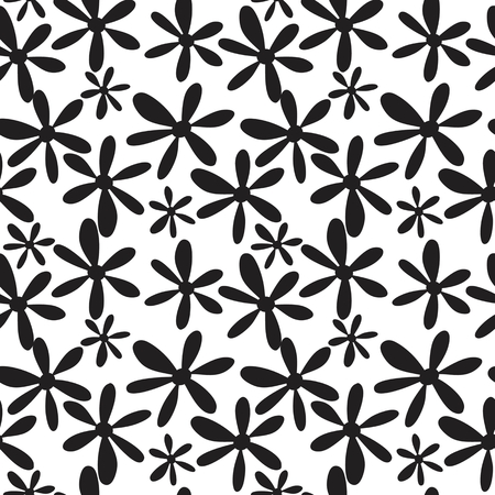 Seamless black and white vector pattern from tree branches and leavesのイラスト素材