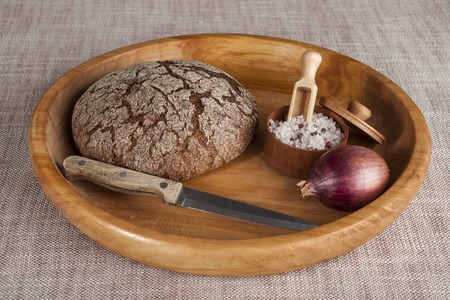 Fresh homemade bread made from durum wheatの写真素材