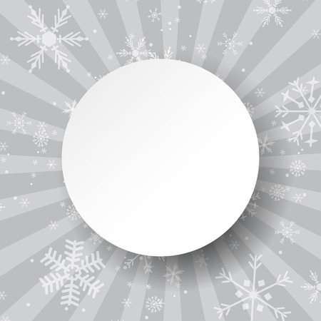Abstract light grey Christmas card. Christmas Snowflake on abstract ray background. Christmas card design. Christmas poster, t-shirt or web design with snowflakesのイラスト素材