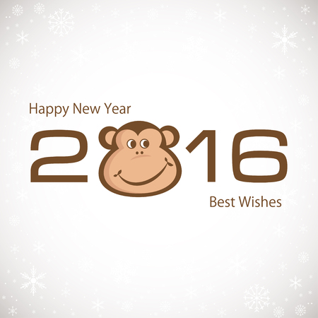 Symbol Of New Year. Monkey. 2016. Vector Illustration.  New year card.のイラスト素材