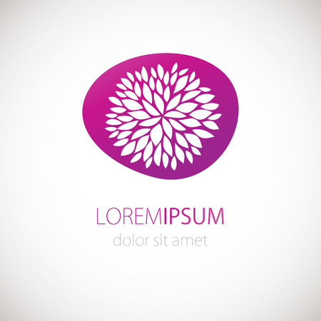 Vector Banner Logotype Design With Flower Chrisanthemum On Pink