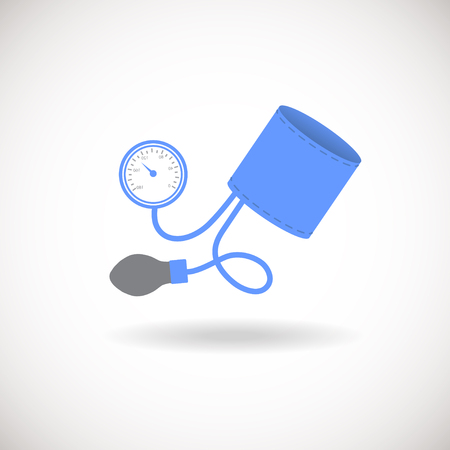 Blue and Grey Tonometer Icon. Blood Pressure Checker Sign. Cam be used  for logotype, logo, web site, mobile application. Flat  style icon.のイラスト素材