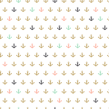 Seamless abstract marine pattern. Sea anchors in modern pastel colors. Nautical background. Design  for paper, wallpaper, textile, fabric, and other progects. Vintage vector patternのイラスト素材