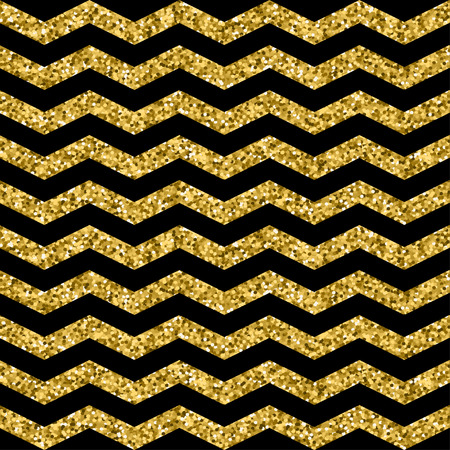 Gold glittering zigzag seamless pattern. Gold and black wave pattern. Vector illustration for web, print, paper, scrapbooking and other designのイラスト素材