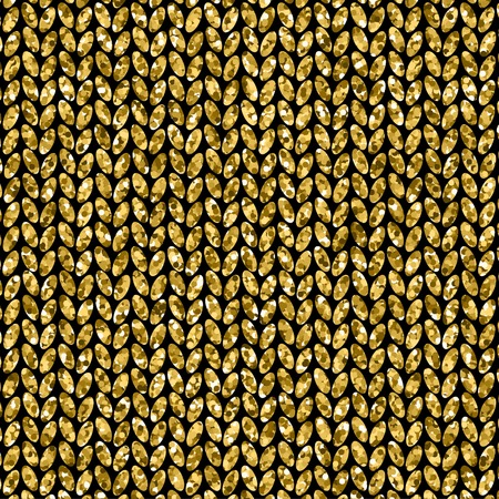 Gold glitter background. Wool knitted texture. Can be used for tags, flyers, banners, web, print, and other designsのイラスト素材