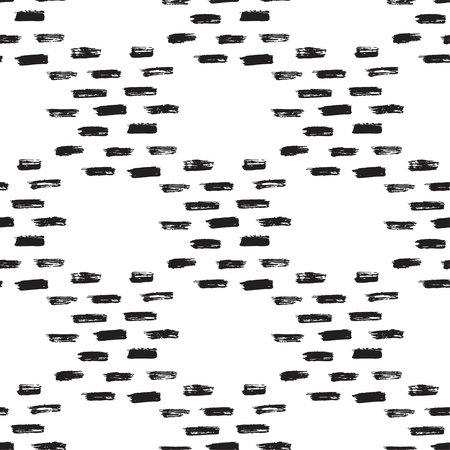 Seamless ink brush painted pattern. Vector illustration. Black and white grunge pattern. Can be used for tags, flyers, banners, web, print, and other designsのイラスト素材