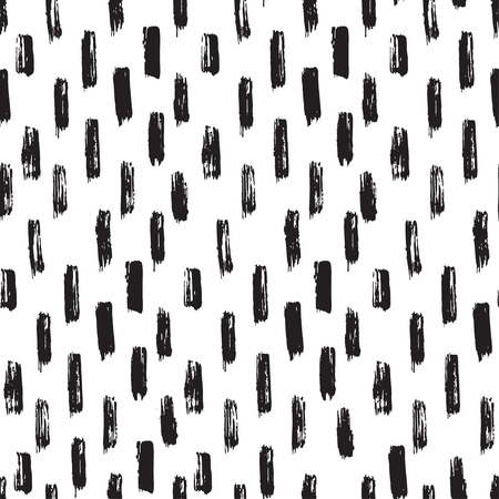 Seamless ink brush painted pattern. Vector illustration. Black and white grunge pattern. Can be used for tags, flyers, banners, web, print, and other designsのイラスト素材