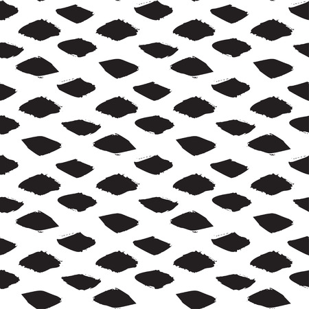 Seamless ink brush painted pattern with black rhombus. Vector illustration. Black and white grunge pattern. Can be used for tags, flyers, banners, web, print, textile and paper designsのイラスト素材