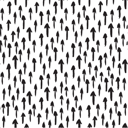 Seamless pattern with black and white ink painted arrows. Black and white grunge pattern. Can be used for tags, flyers, banners, web, print, textile and paper designsのイラスト素材
