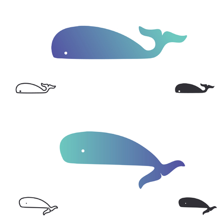Blue Whale logos set. Concept fish logo. Simple icon or logotypeのイラスト素材