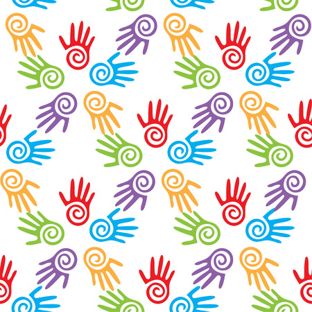 Bright adults and kid's hands, seamless background, vector illustrationのイラスト素材