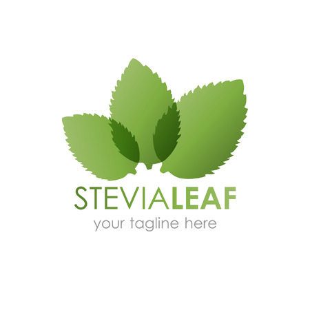 Stevia leaf vector illustration with three green stevia leavesのイラスト素材