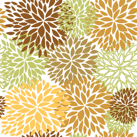 Floral seamless pattern in brown, beige and light green colorsのイラスト素材