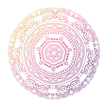 Mandala. Circle pattern in light pink, violet and blue colors. Decorative elements. Can be used for textile, print, web design. Islamic, Arabic, Indian, Asian and ottoman motifs.の写真素材