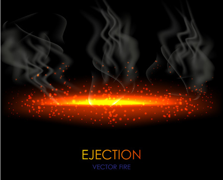 Realistic fire flameon dark transparent background with grey smoke.のイラスト素材