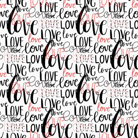 Seamless background with words Love. Vector illustration for textile, greeting cards, posters, bannersのイラスト素材