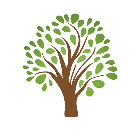 Abstarct vector tree for logotype or other design. Tree logo with green leaves.のイラスト素材