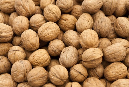 Walnuts closeup of the bag at the village market