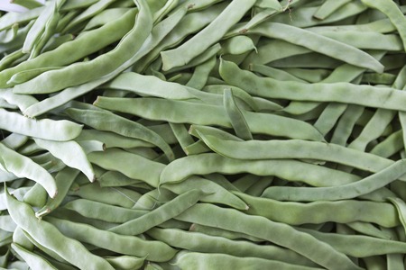 Green beans close-up at the village market . Greece