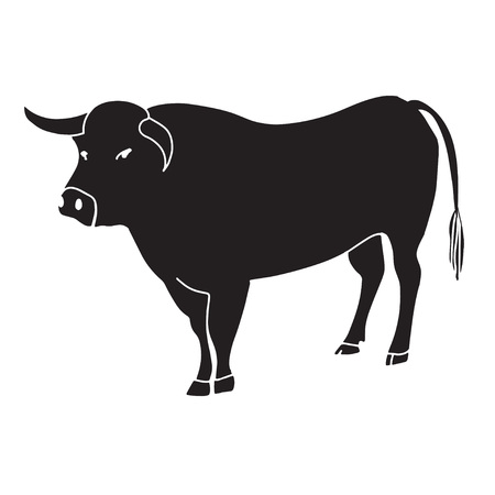 Black buffalo bull vector illustrationのイラスト素材
