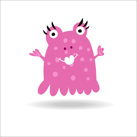 Cute Monster illustration for kids. Can be used for logo, textile, web and print. Bright colored monster vector.のイラスト素材